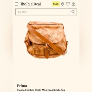 Alviero Martini 1A Classe RARE Leather World Map Saddlebag Style Crossbody Bag